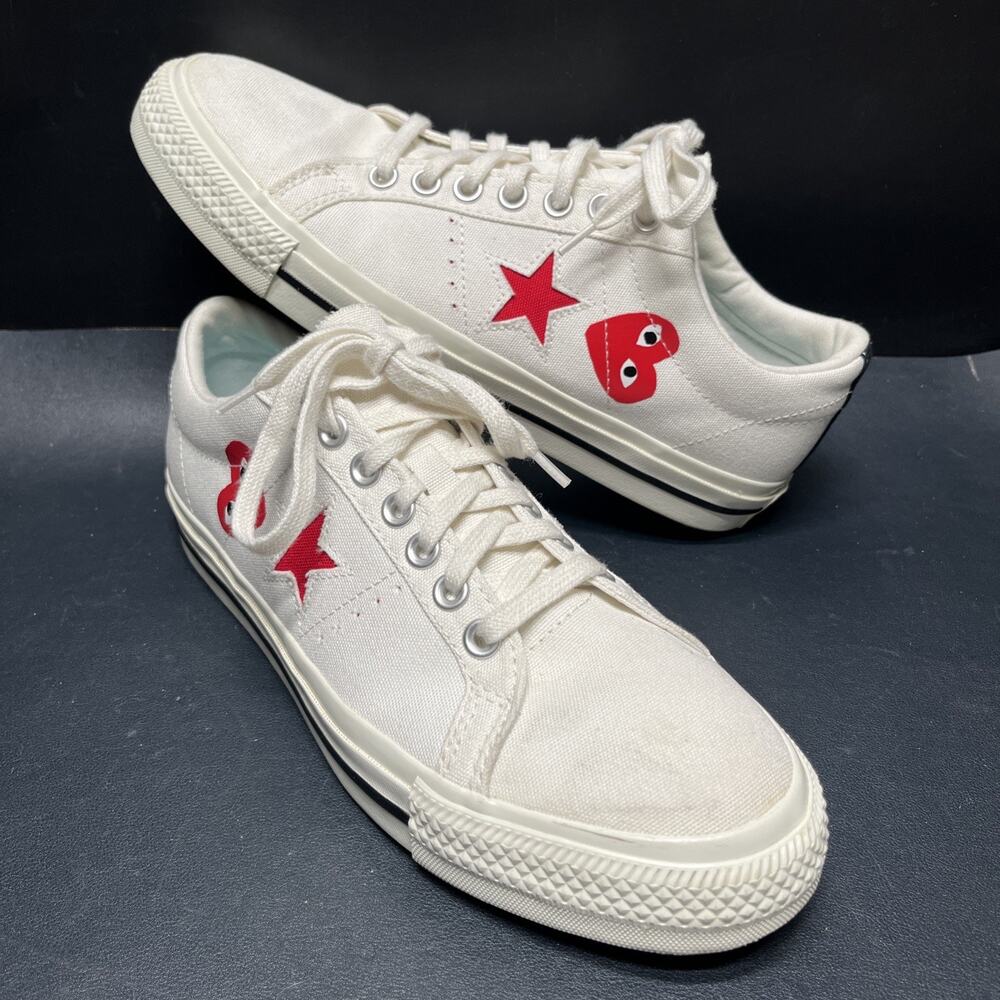 Converse Specialty Collab Comme des Garçons Play x Converse One Stars EUC Sz 10.
